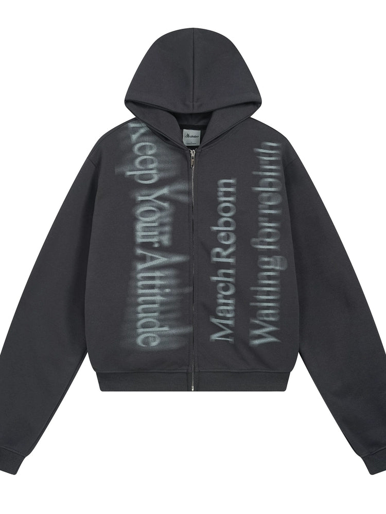 March Letter Print Short Jacket Cardigan