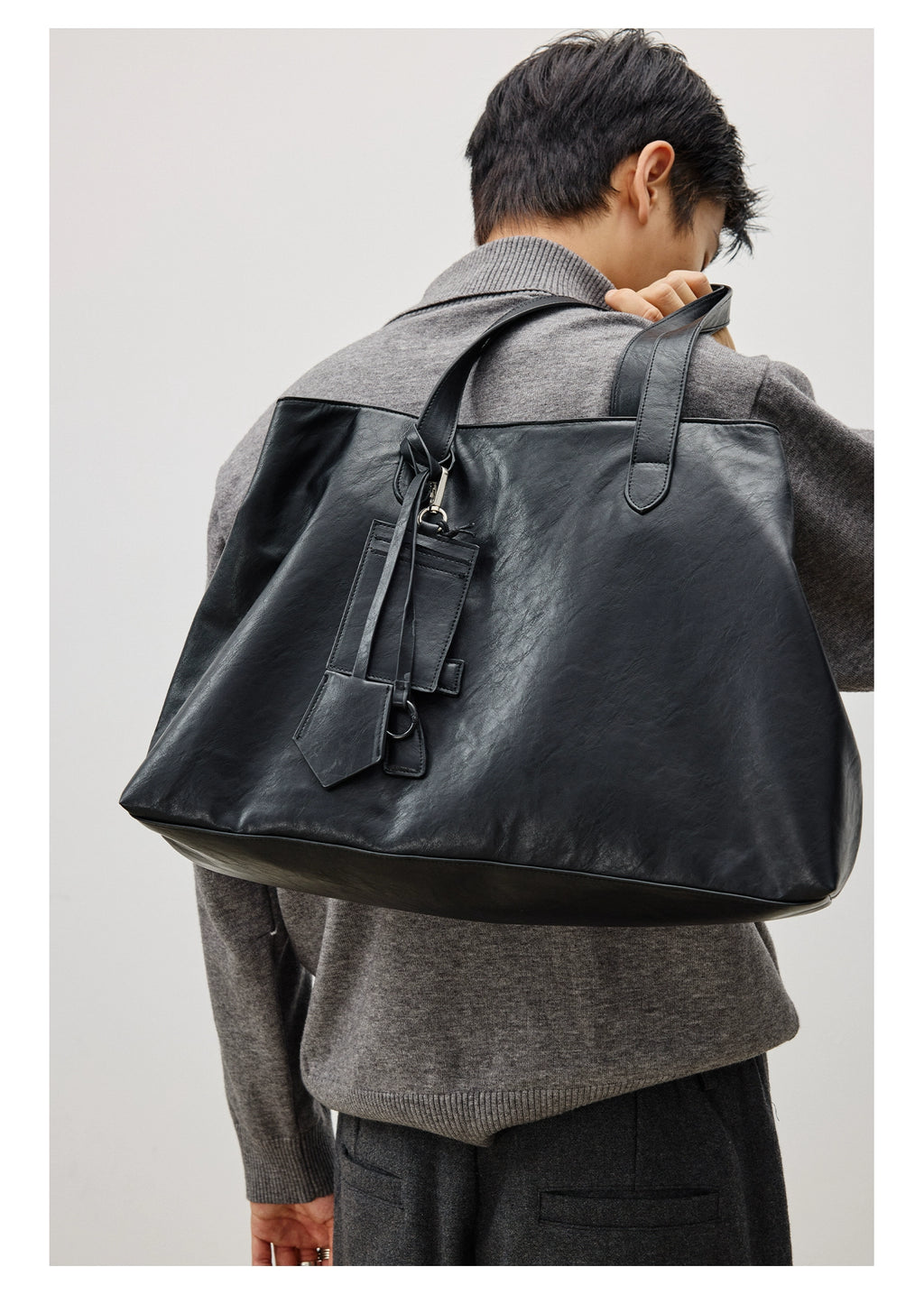 LR MADE Dark Suede Shoulder Tote Bag