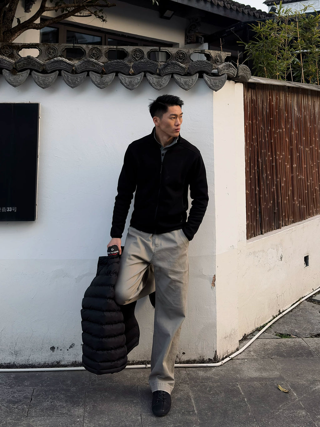 GTAL Heavyweight Textured Stand-up Collar Fleece Top Jacket