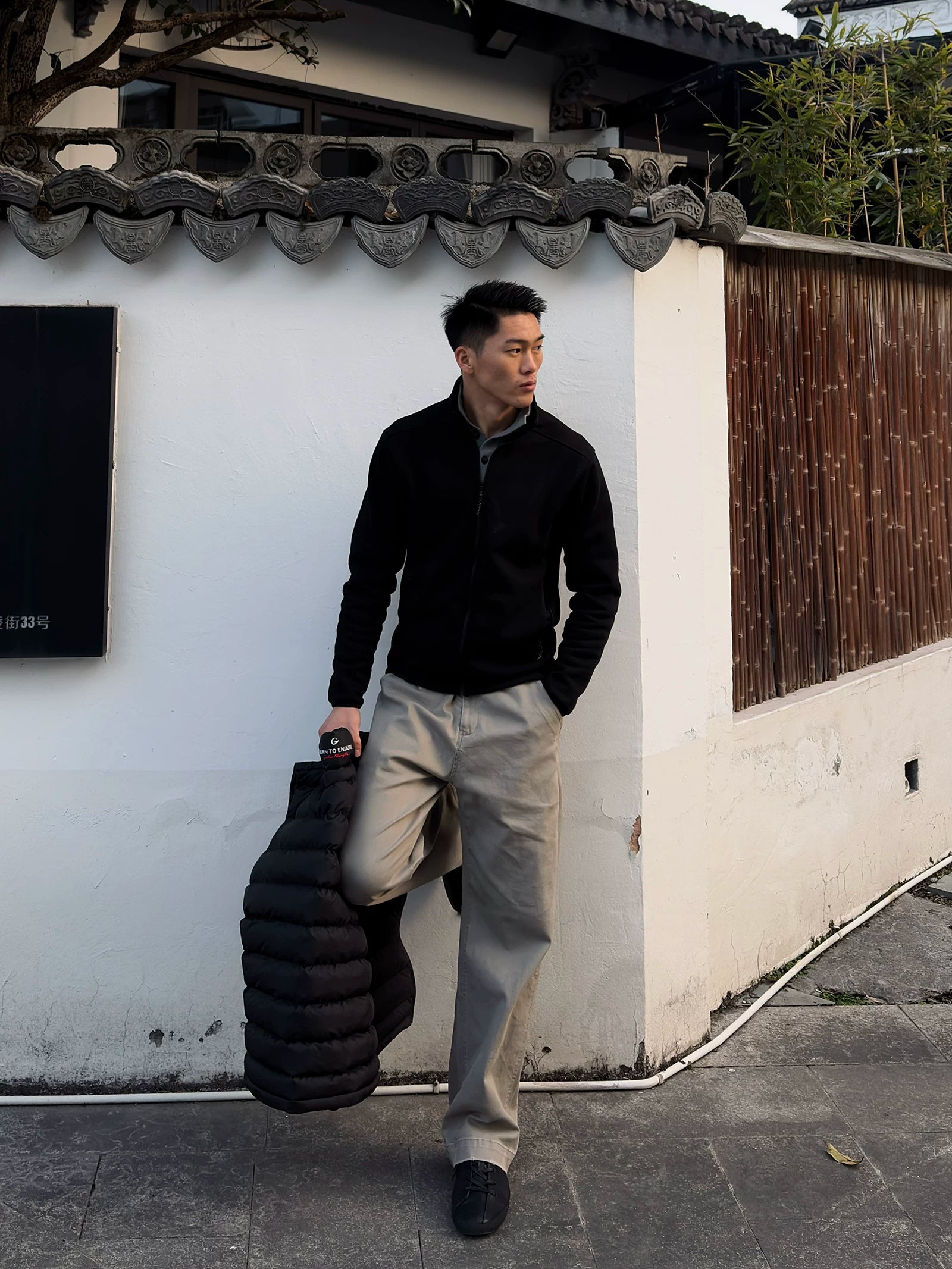 GTAL Heavyweight Textured Stand-up Collar Fleece Top Jacket