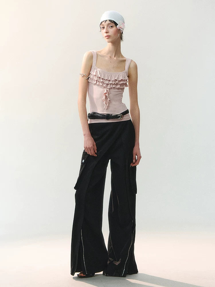 AnnoMundi Wrap Opening Zipper High-Waist Wide-Leg Pants