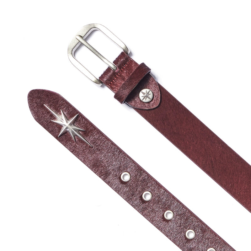 Remedy metal octagram zebra print real horse fur belt