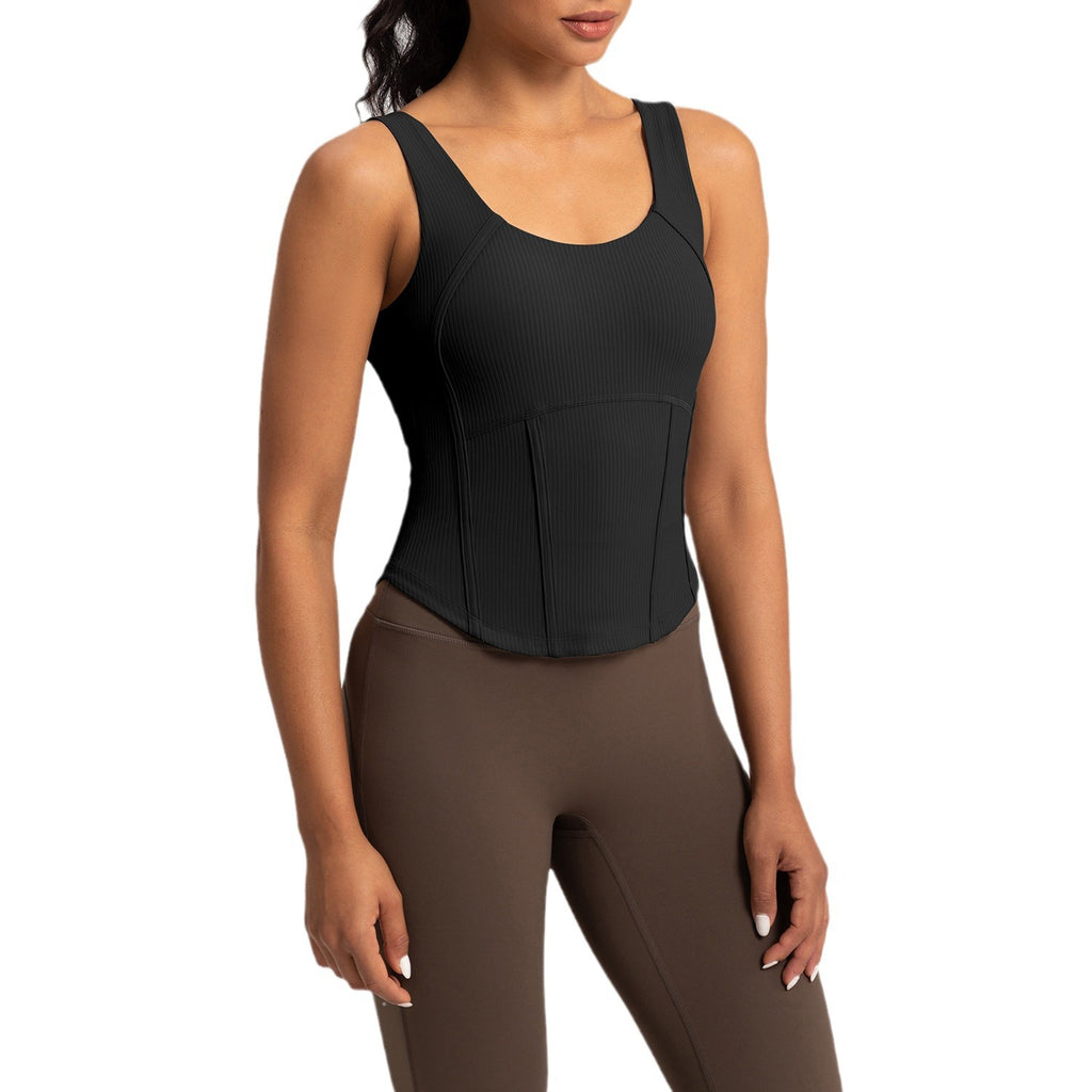 Athena Lulu Skinny Belly Ribbed Top with Chest Pads