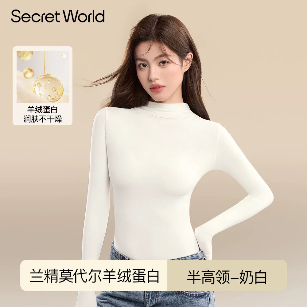 Secret World Semi-turtleneck Slim Fit Warm Inner Long Sleeve