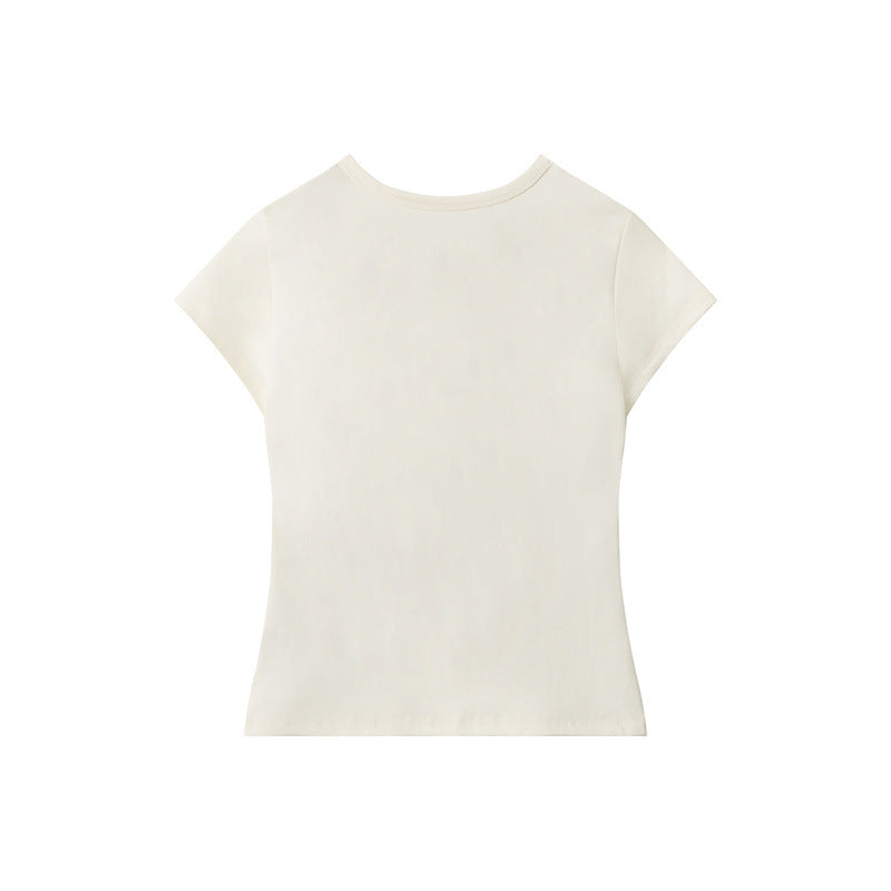 Nariele European and American Bear Letter Print Short Tee