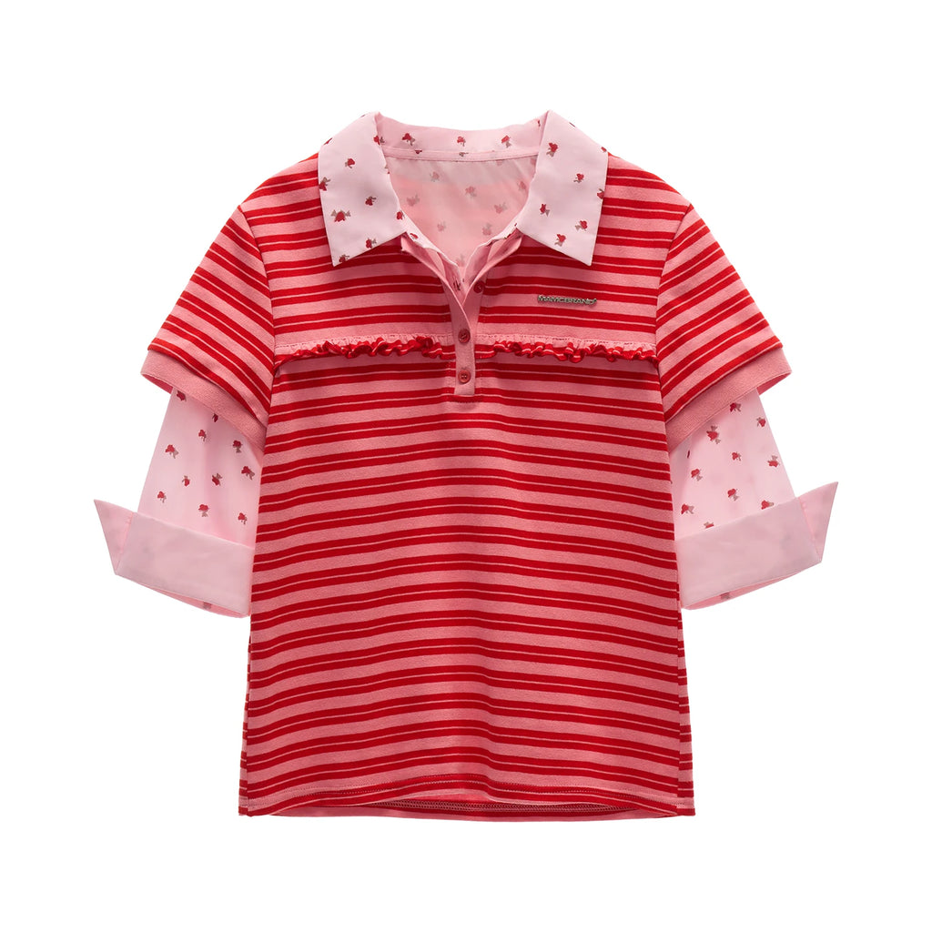 MAMC Minimalist Striped Two-Layer Polo Tee