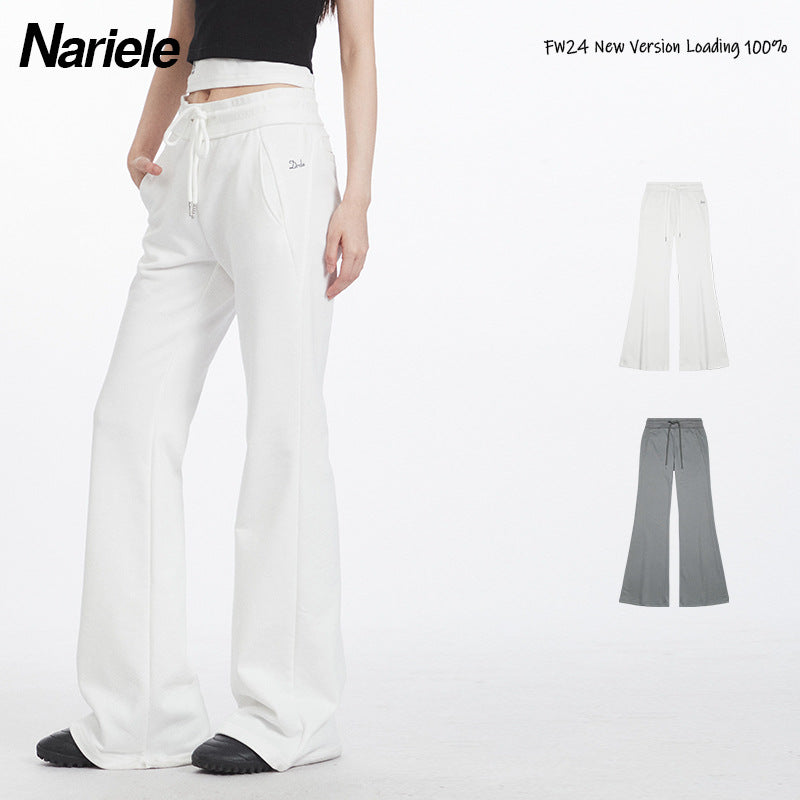 Nariele Embroidered Micro-pull Casual Sports Drawstring Pants
