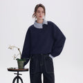 CHOR Long-sleeved Sweatshirt with Loose Stripes on Lapels