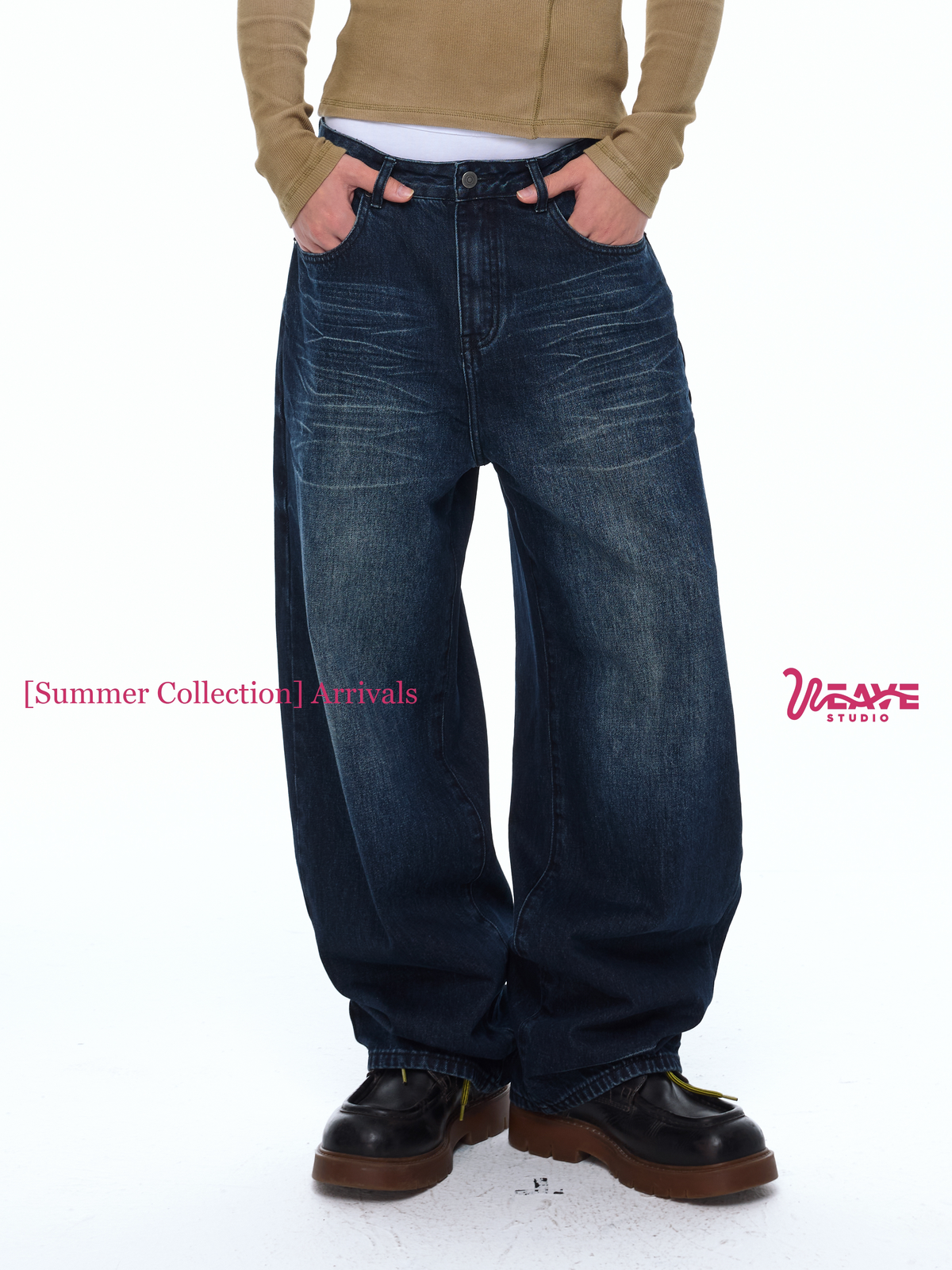 WEAVE Blue-Black 100% Cotton Breathable Loose Jeans