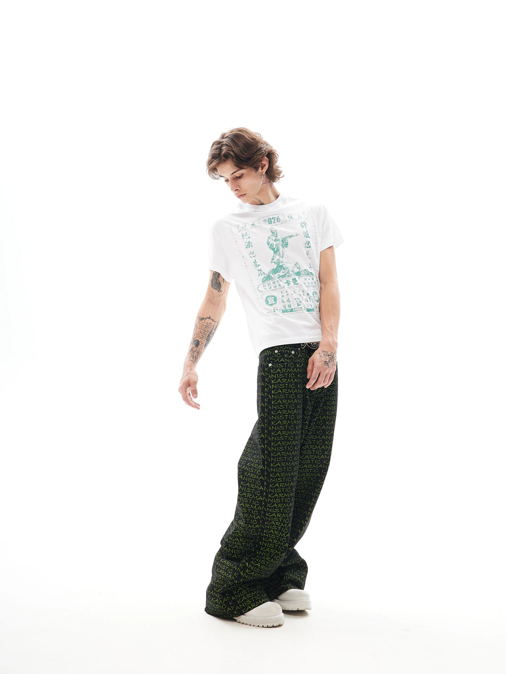 KARMANISTIC Washed Calendar Print Loose Tee