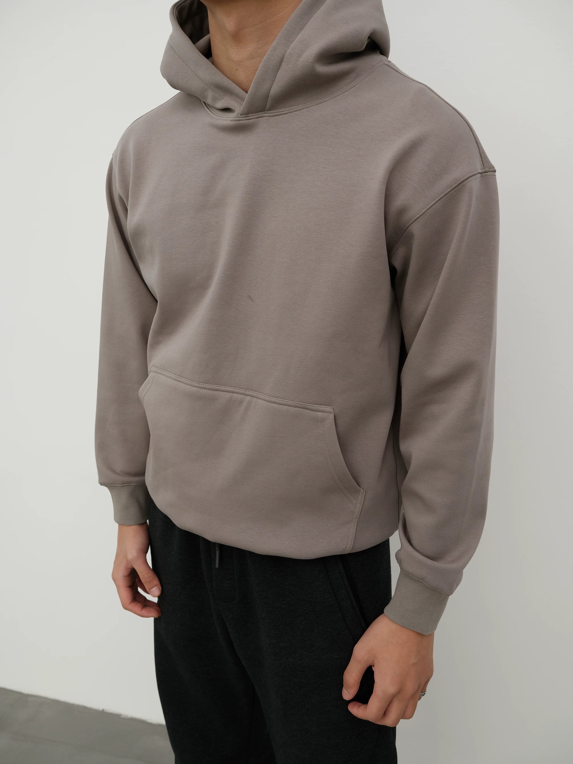 GTAL Solid Color Fleece Casual Hooded Sweater