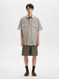 BUTTBILL 200g Plaid Drop-Shoulder Short-Sleeve Shirt