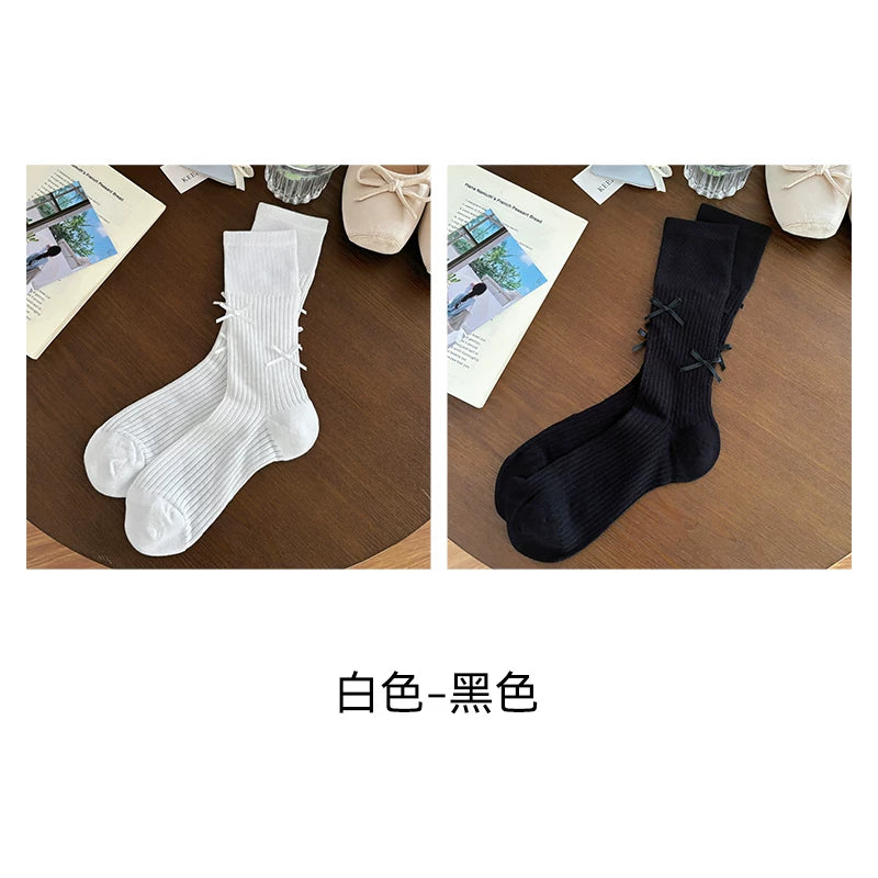 Halo Honey Combed Cotton Bow Slouchy Mid-Calf Sock