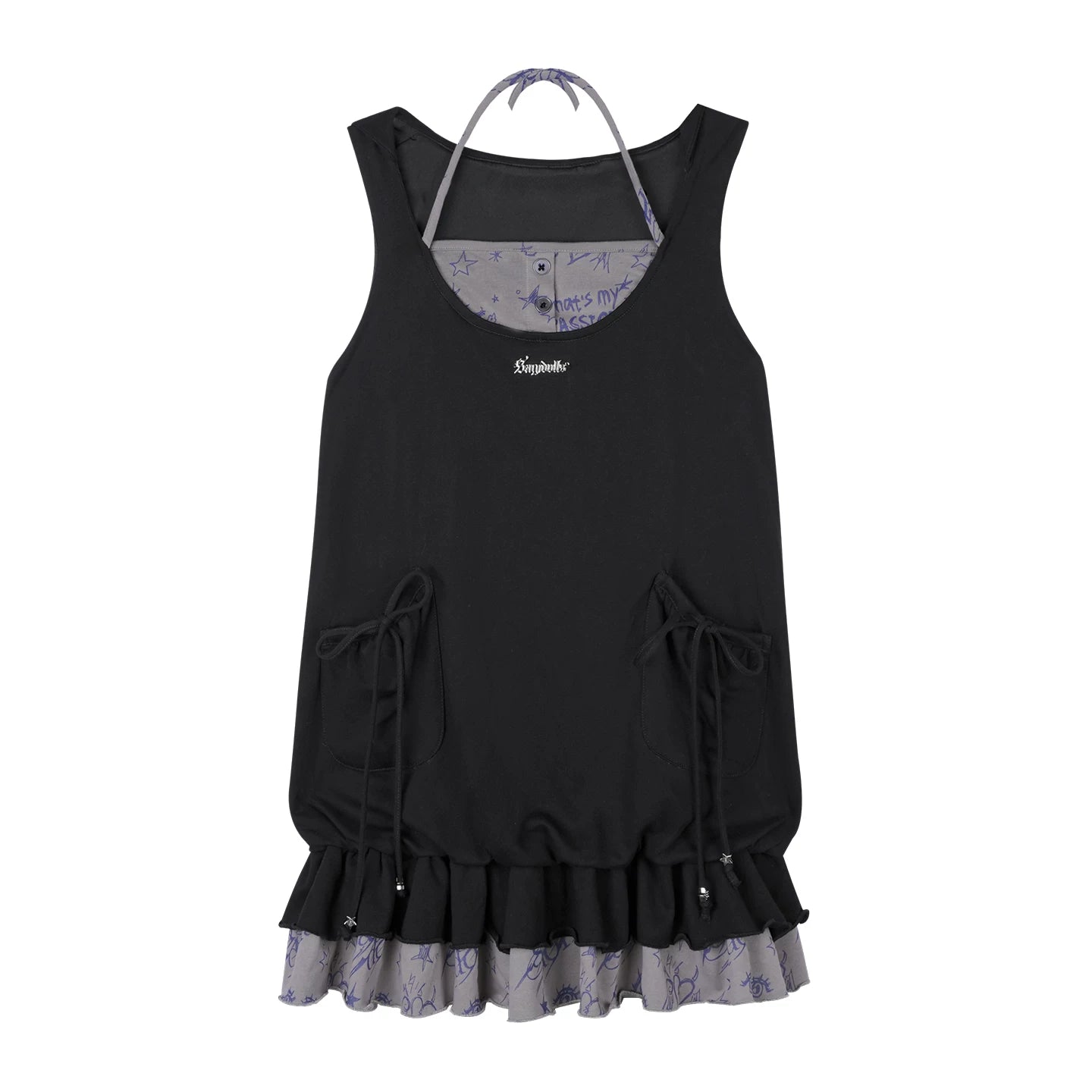 SagiDolls Graffiti Print Breathable Loose-Fitting Two-in-One Dress
