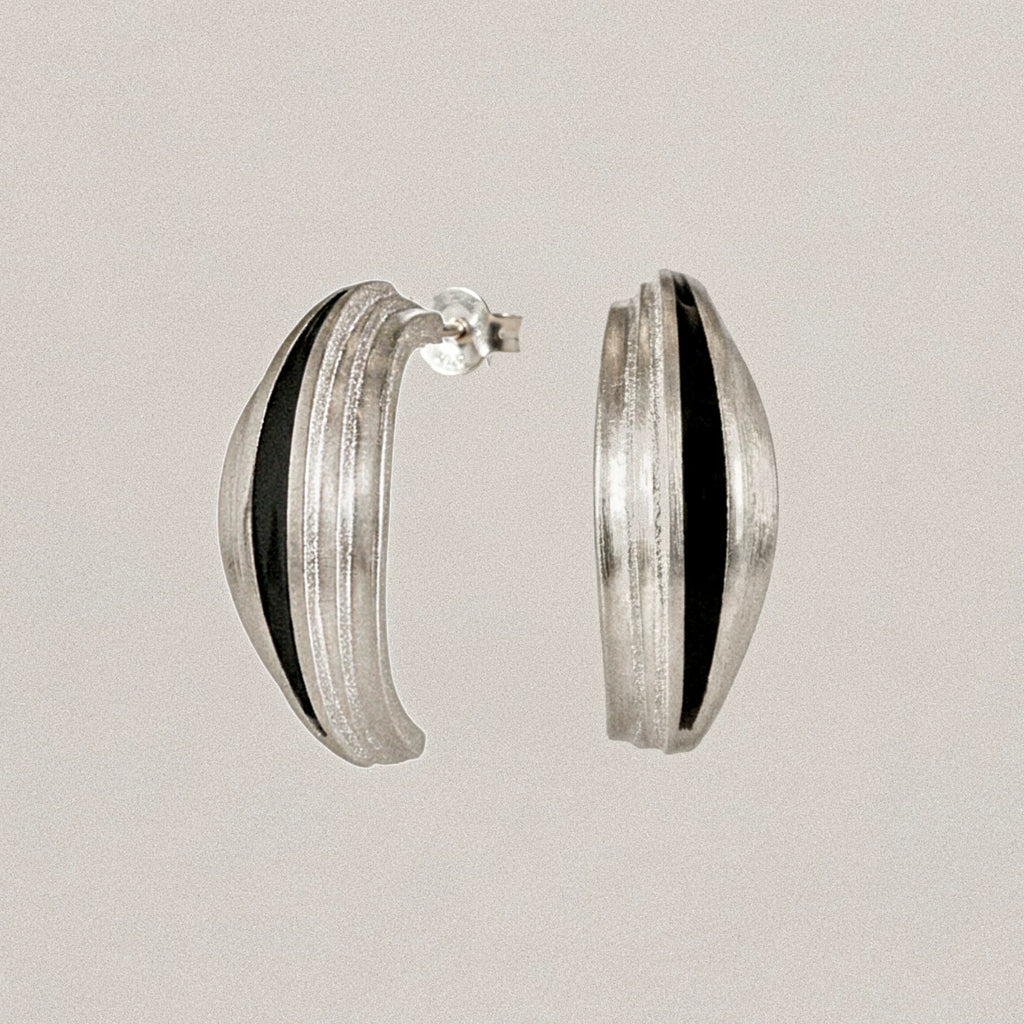 MEZZEM Black Modern Striped Geometric Earrings