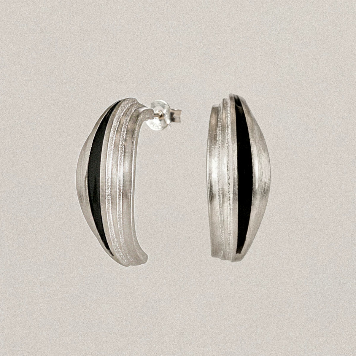 MEZZEM Black Modern Striped Geometric Earrings