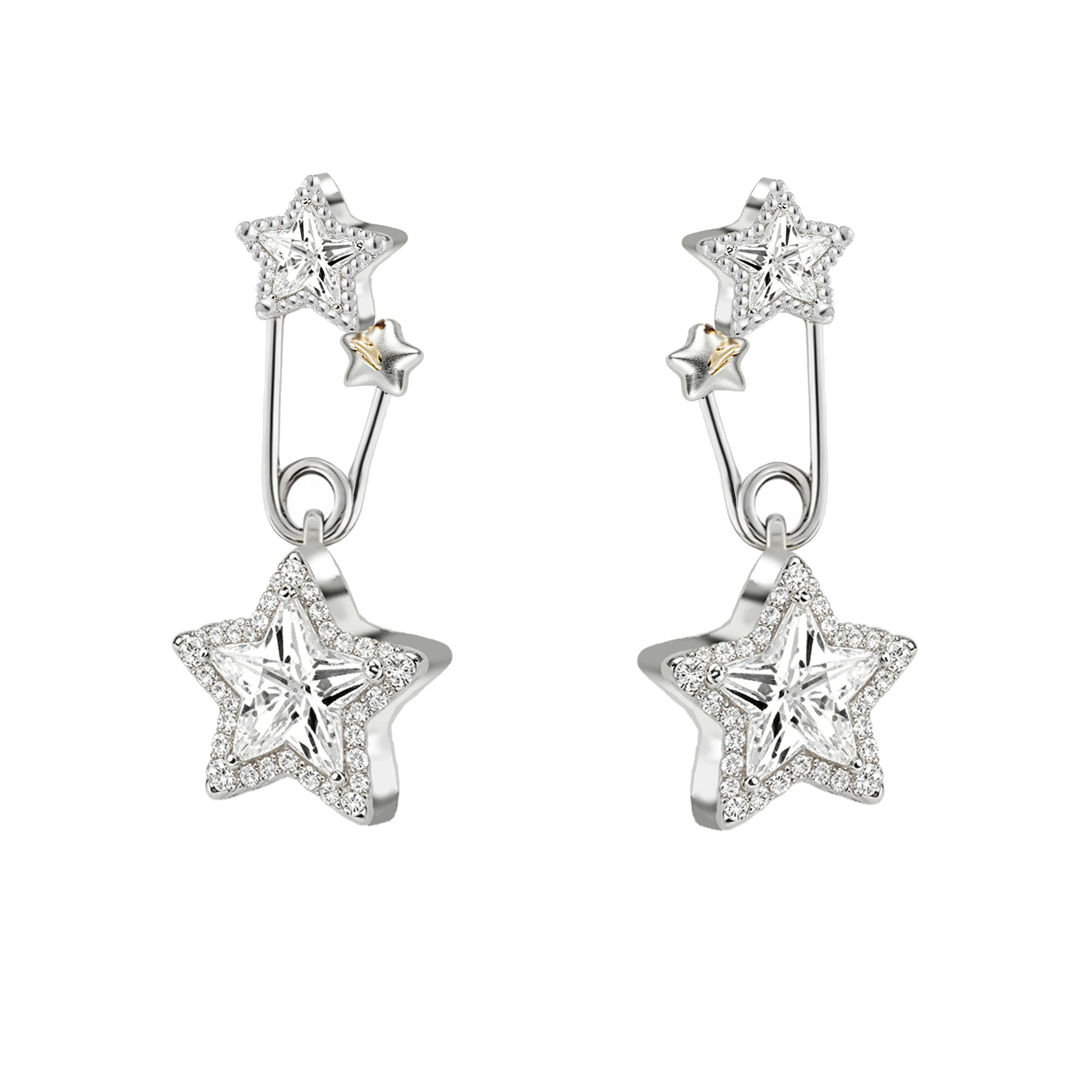 MASW Star-Shaped Cubic Zirconia Stud Earrings