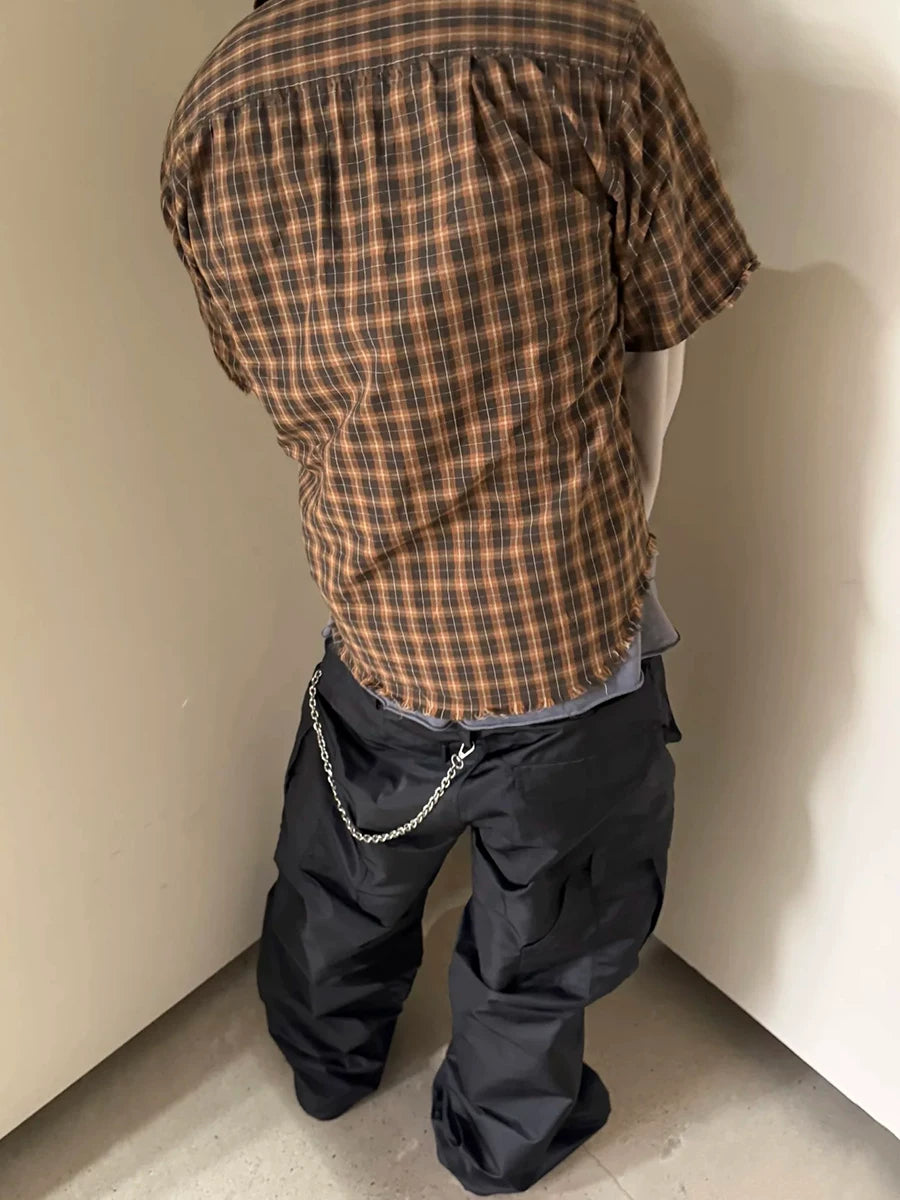 FTS Plaid Loose Fake Two-piece Shirt