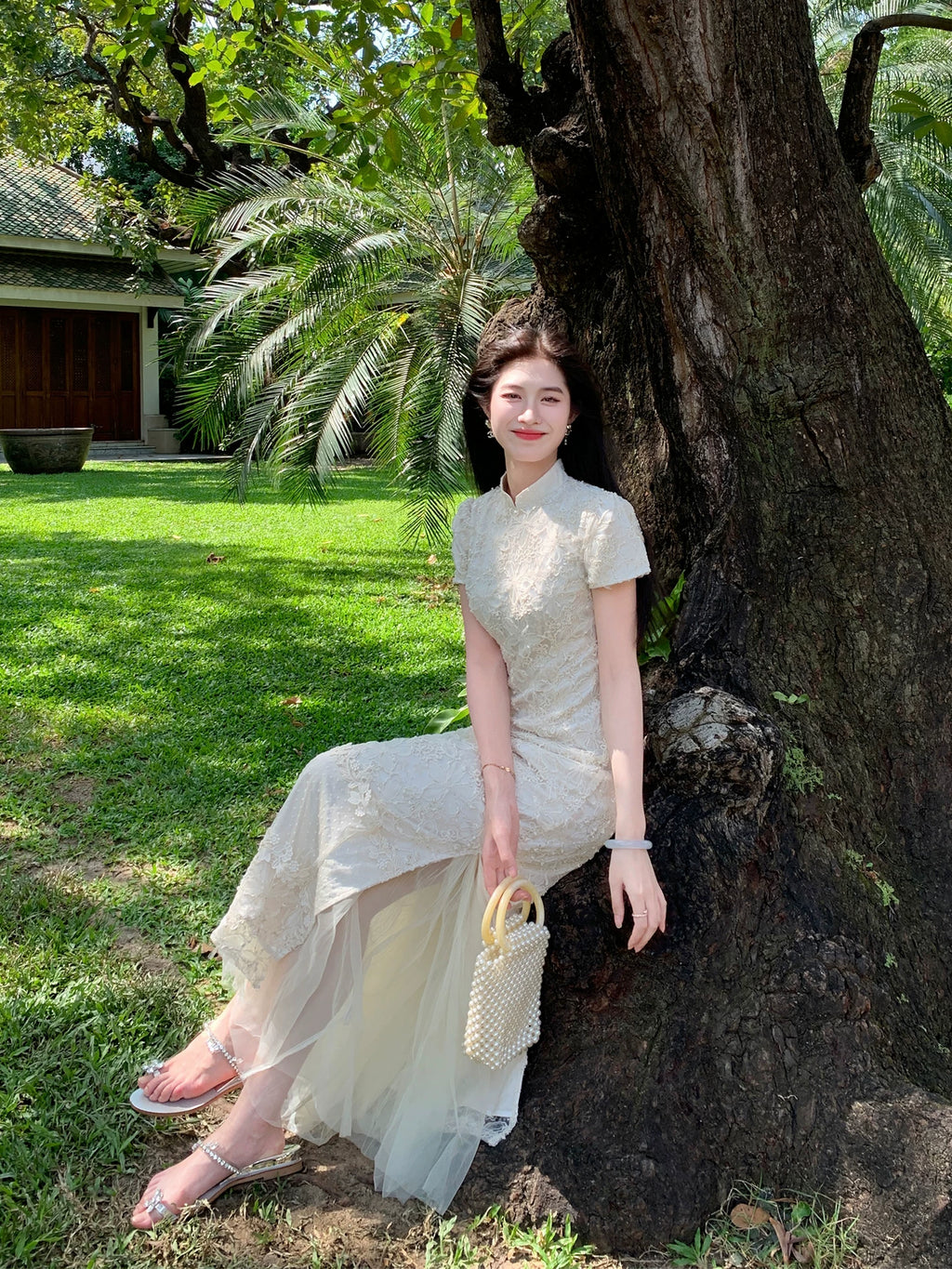 ZIHE New Chinese Rope Embroidered Cheongsam Dress