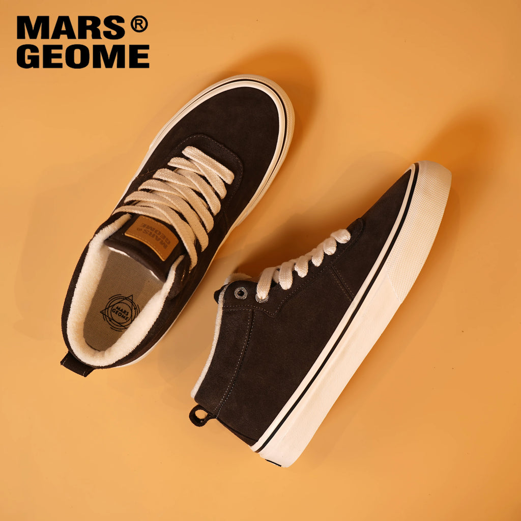 MARS GEOME Mid-top Velvet Leather Board Shoes Cotton Shoes