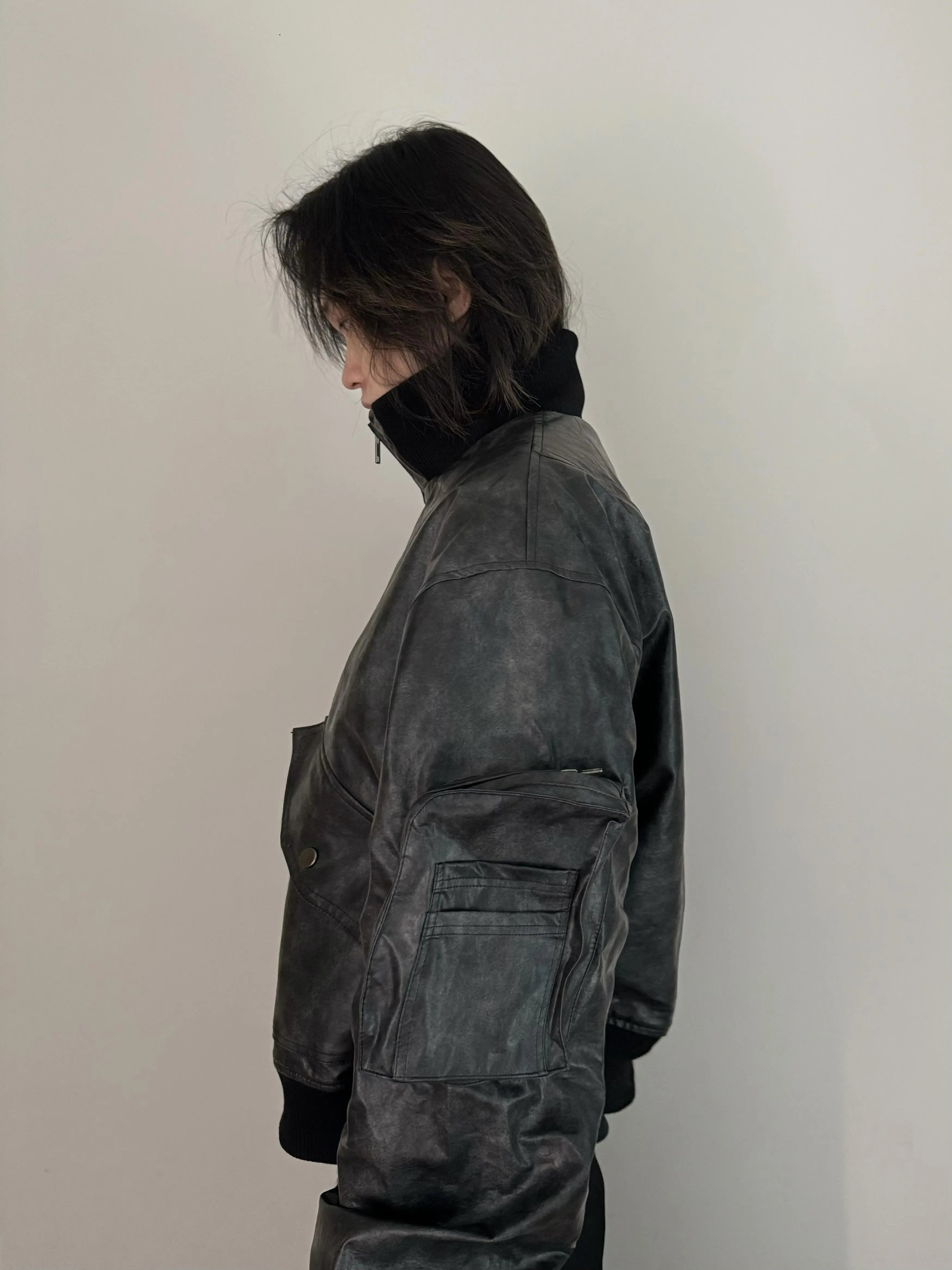 URRRGE Retro Short High-end Leather Jacket