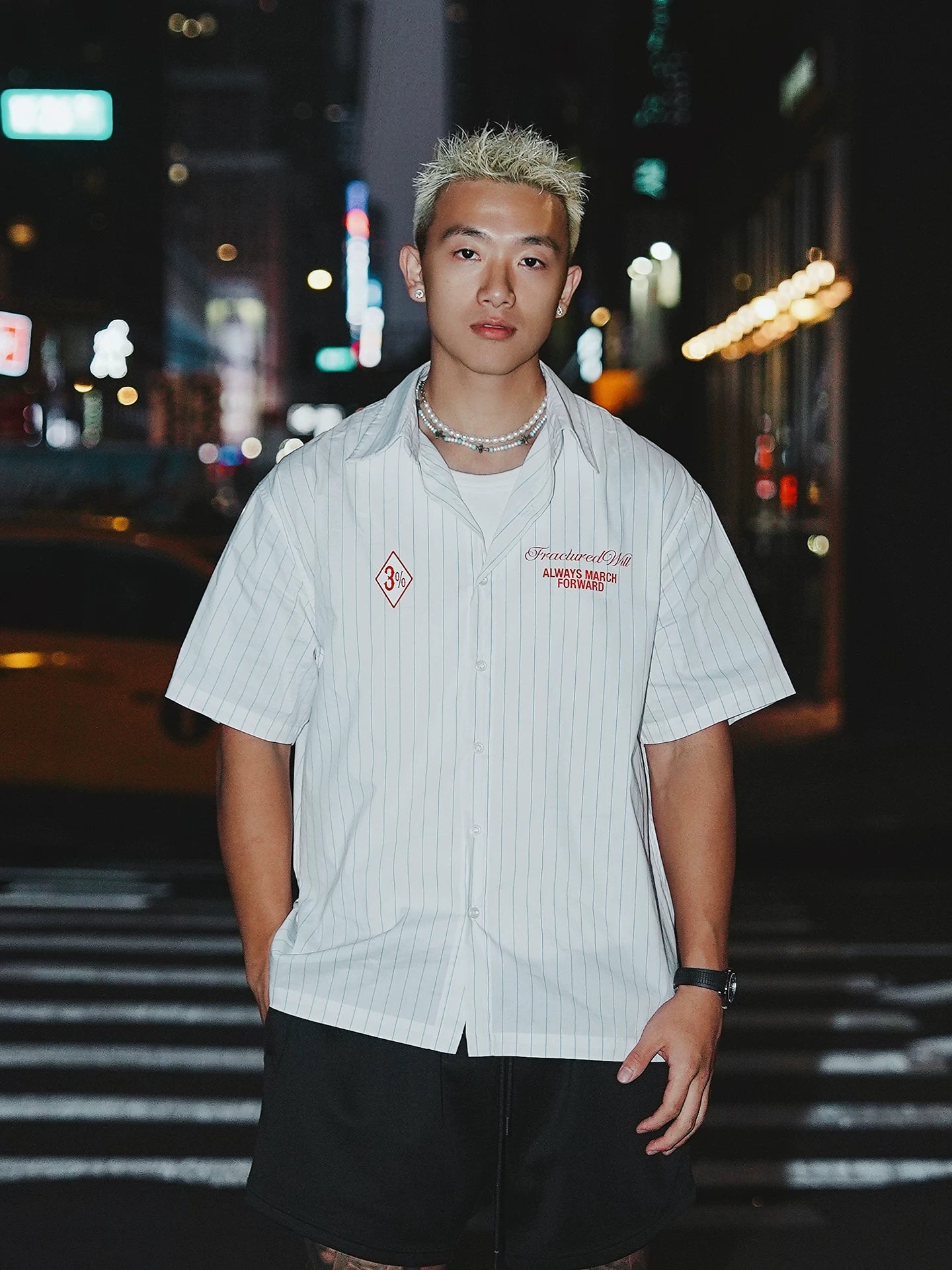 OOTC Vintage Vertical Striped Short Sleeve Shirt