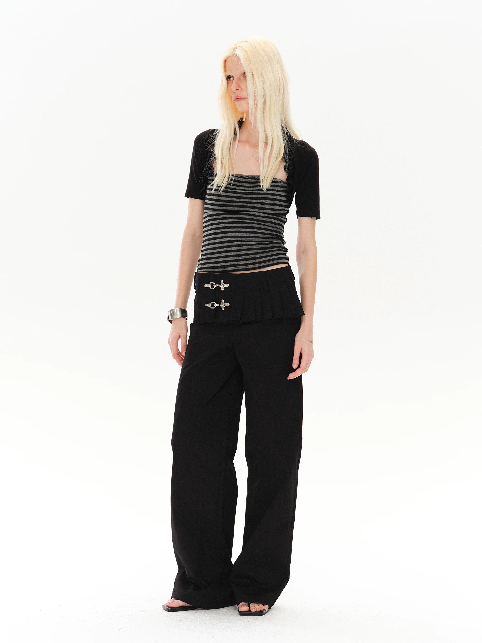 COSTUSTOOT Low-Rise Side-Zip Straight-Leg Pants