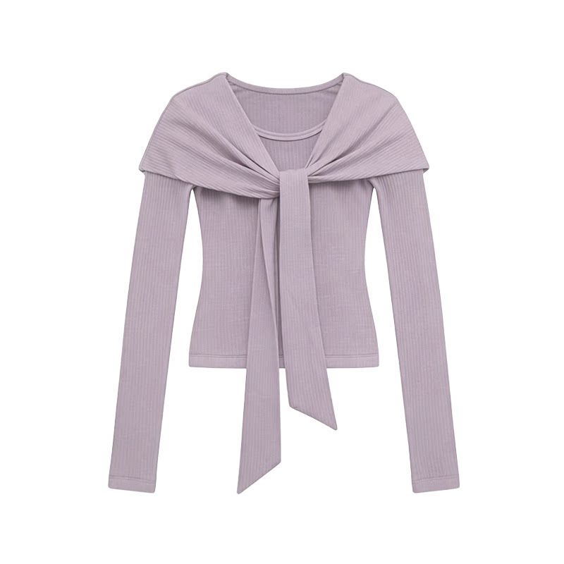 JCAESAR WOMEN Knit Wrap-Front Long Sleeve Top