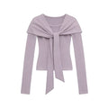 JCAESAR WOMEN Knit Wrap-Front Long Sleeve Top