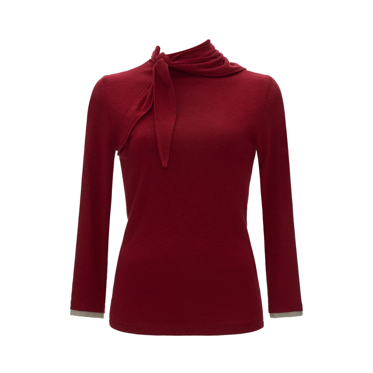 MAMC Soft Drape Tie-Front Long-Sleeve Top