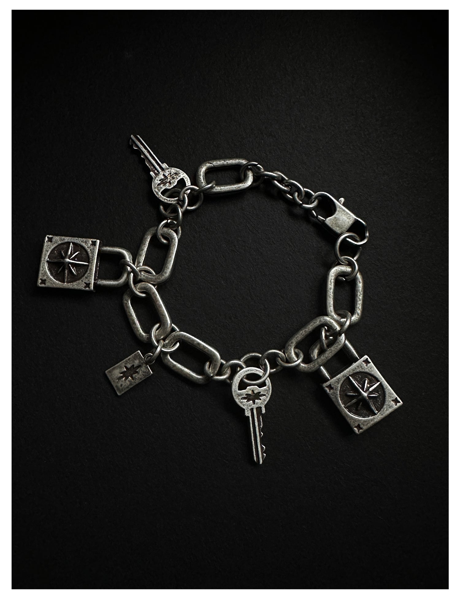 Remedy Vintage Distressed Star Key Lock Bracelet