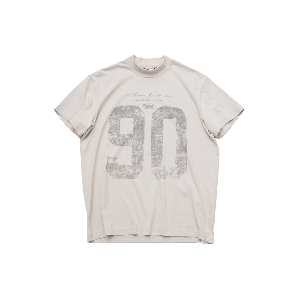 TH90 CREW Vintage Sports Print Washed Comfortable Drape T-Shirt