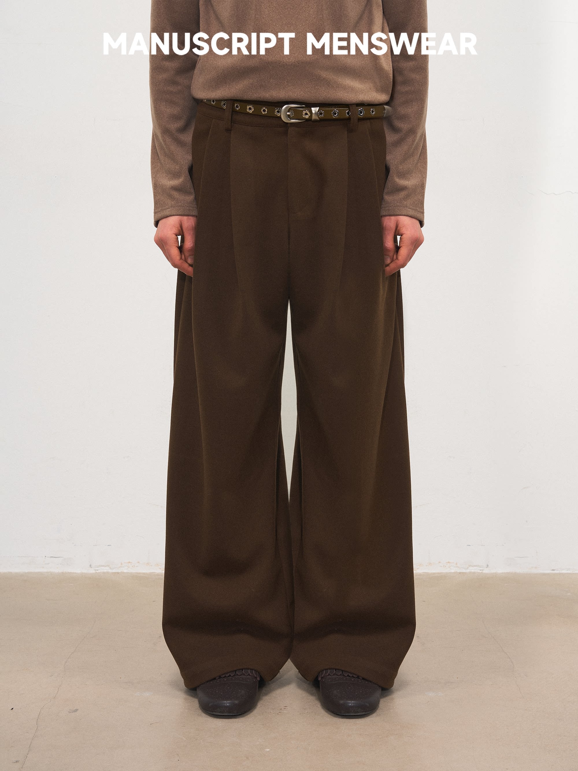 MANUSCRIPT Wide-leg Casual Woolen Trousers