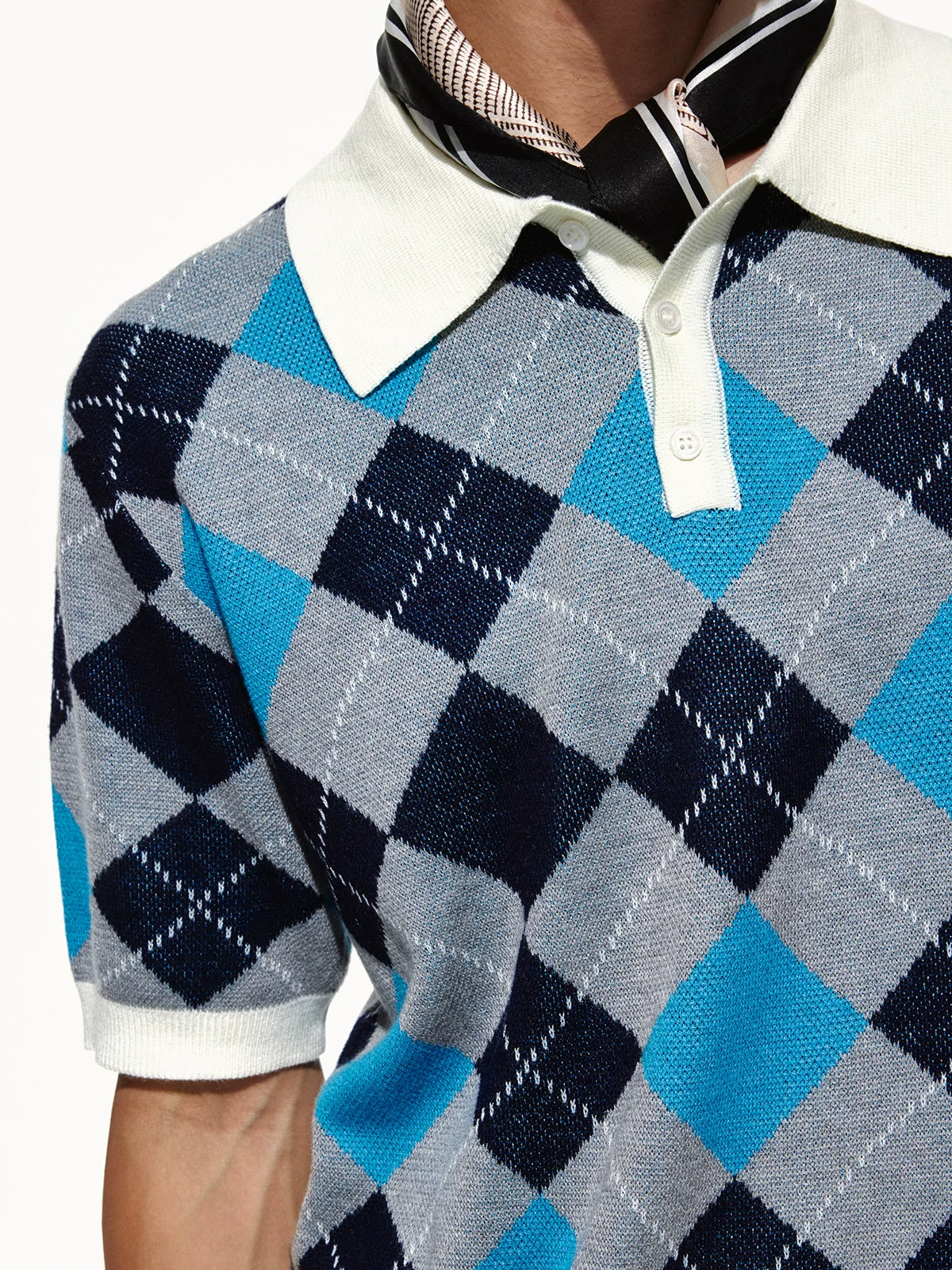 OPENFLY Argyle Breathable Collared Polo Shirt