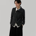 Sameuoo Slanted Placket Turtleneck Knitted Cardigan