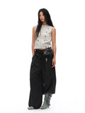 Oinimi Waist Head Loose Drape Strap Wide Leg Slacks