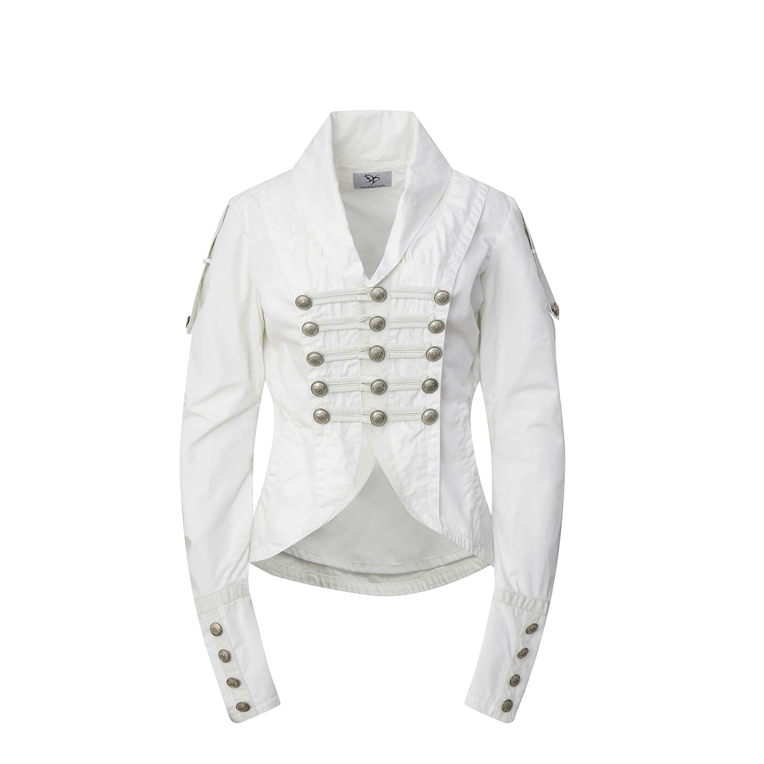 DoublePunch Knight-Style Patchwork Leather Washed Cotton Cropped Jacket