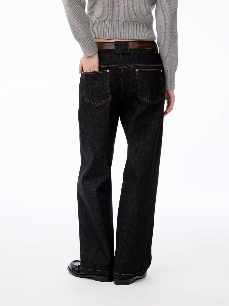 JCAESAR WOMEN Straight-Leg 12oz Raw Denim Jeans