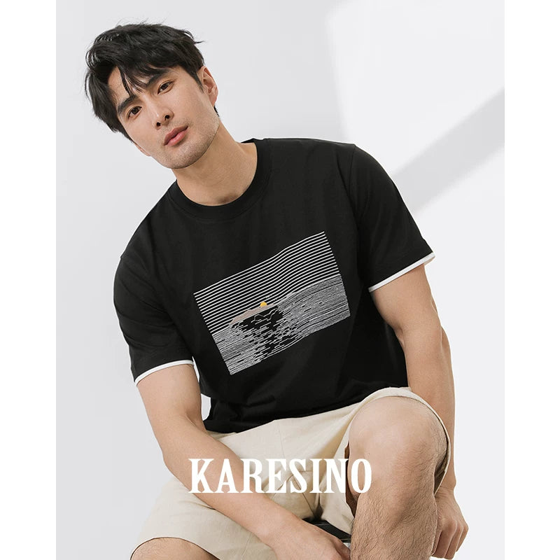 KARESINO White Embroidered Breathable Crew Neck Tee