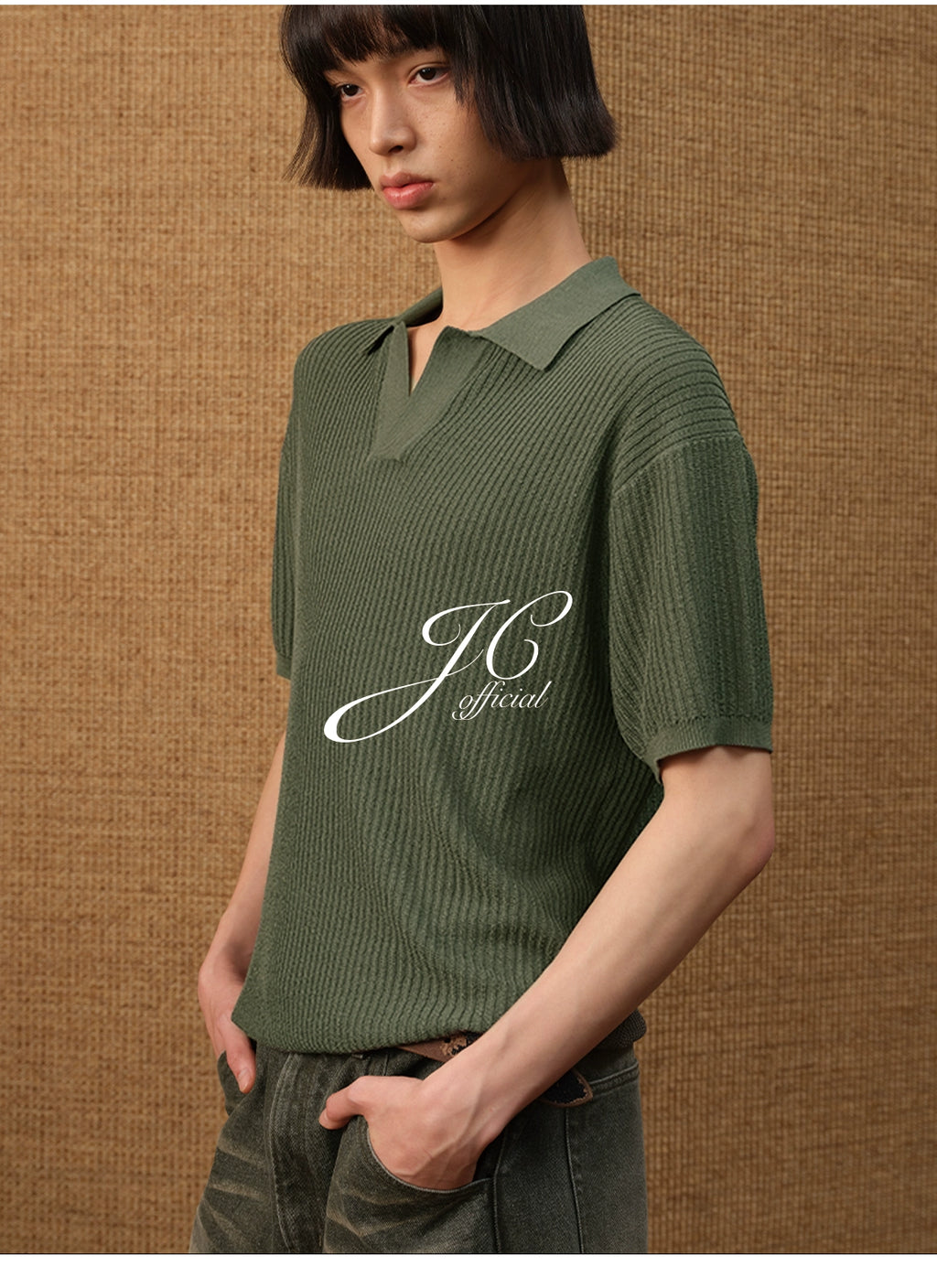 JCAESAR POLO Collar Ice Silk Knitted Tee