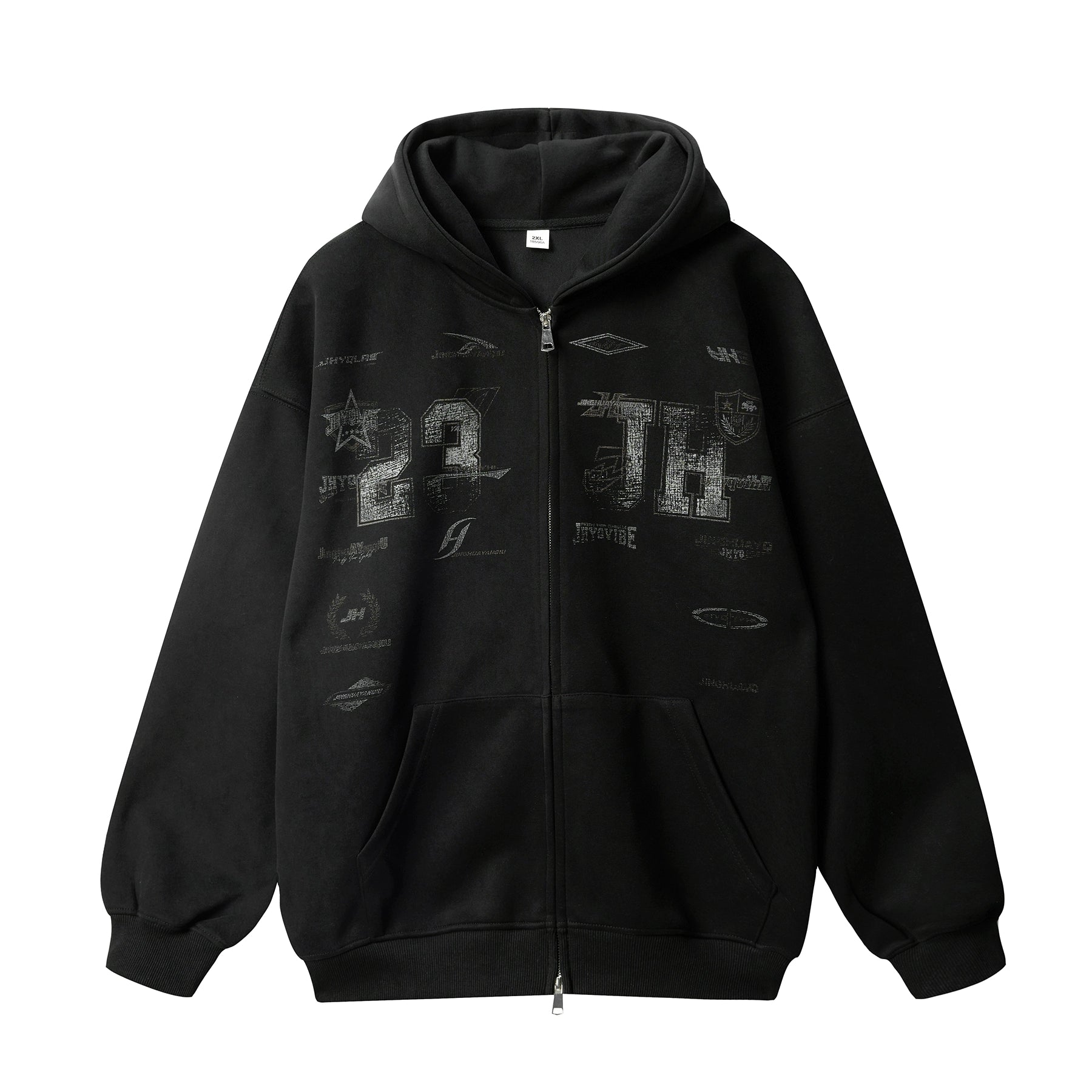 JHYQ Retro Letter Print Hooded Cardigan
