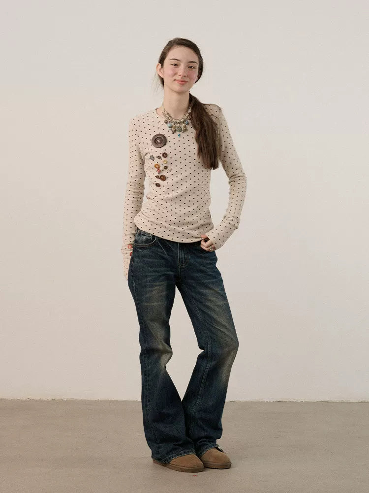 Achihara Polka Dot Long-Sleeve Base Layer Top