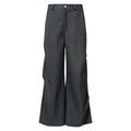 FUNKYFUN Stud Three-dimensional Pleated Dark Striped Straight Pants
