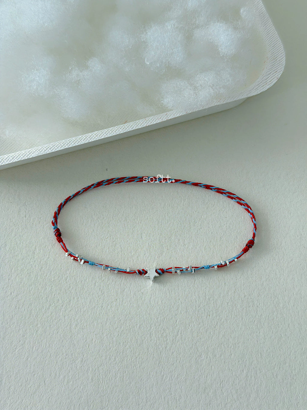 softt Sterling Silver Star Charm Braided Bracelet