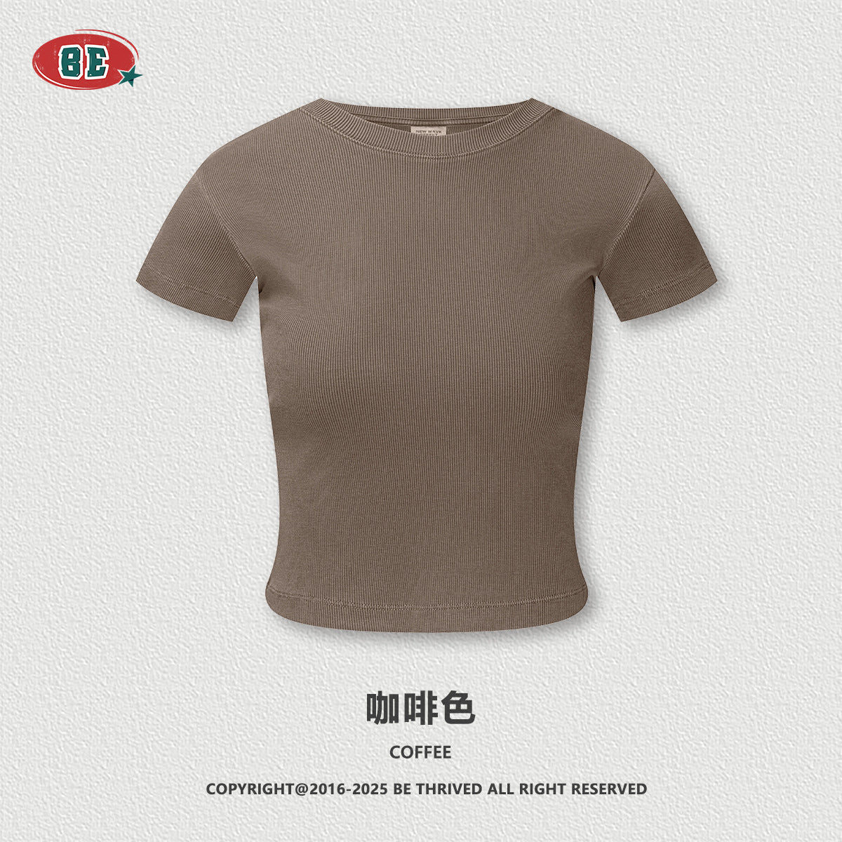 BE WOMEN'S Slim Fit Round Neck Bottoming Right Shoulder Tee