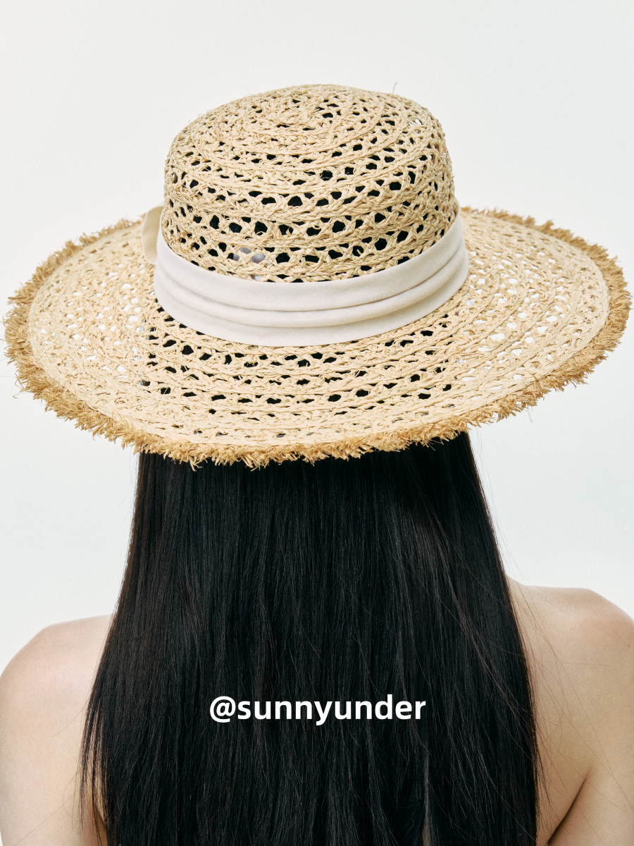 Sunnyunder Fashion Hollow Edge Flat Top Straw Hat