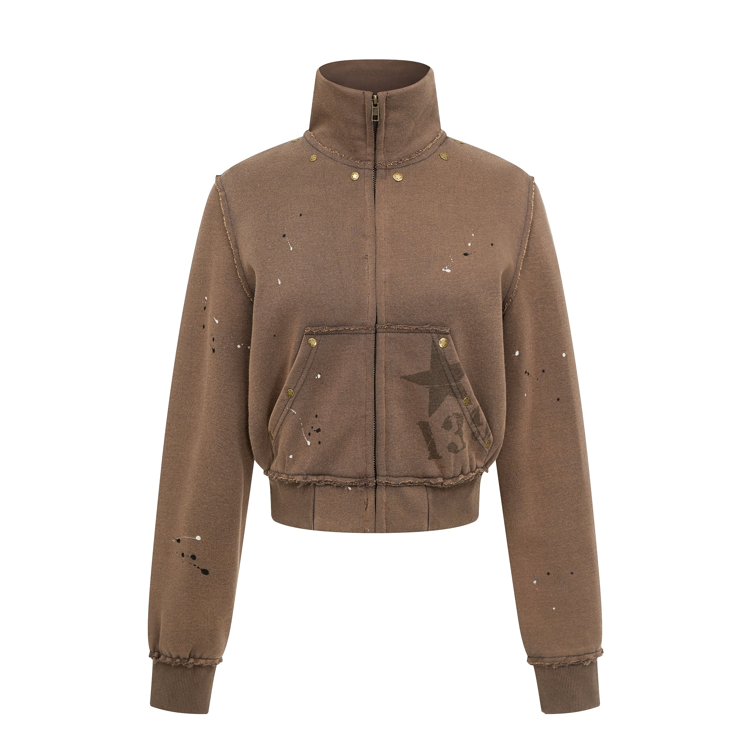 EAHO Retro Rivet Splash Cardigan Sweater