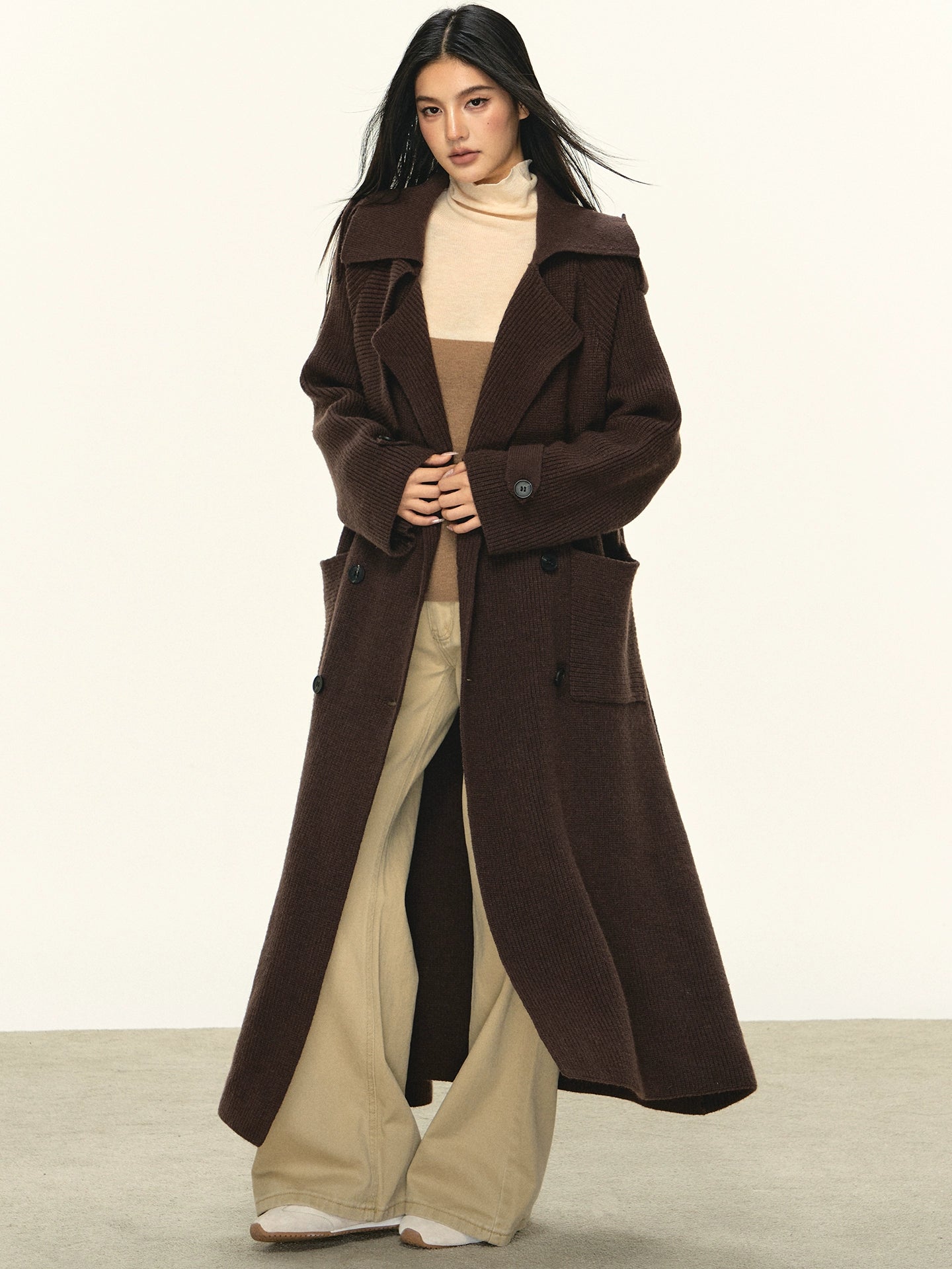 Anna Aneae Double-breasted Medium-length Temperament Coat