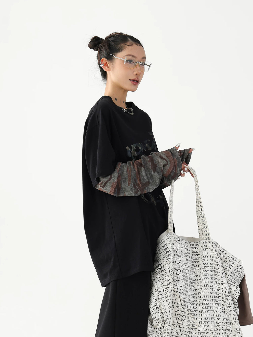 AceStudios Fake Two-piece Stitching Camouflage Long Sleeve