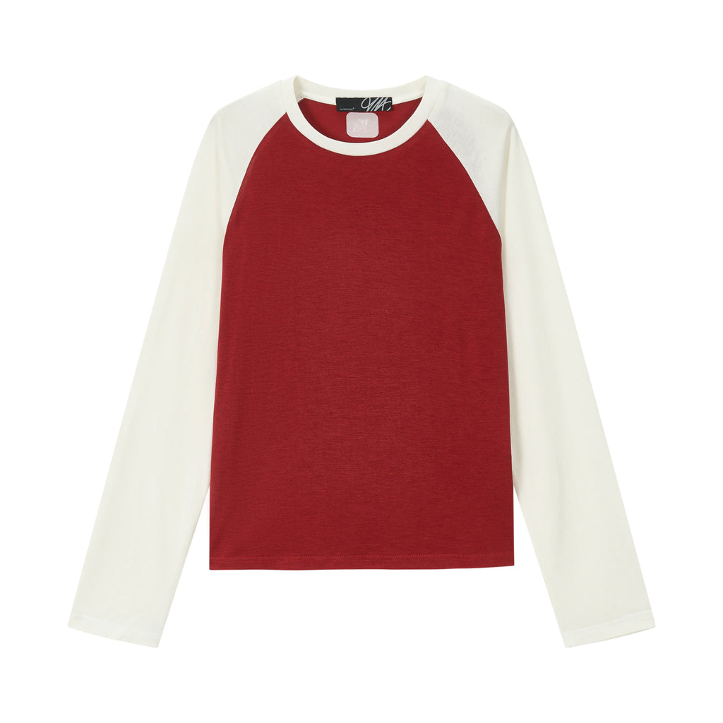 VLABMADE Color-Block 260g Breathable Cropped Long-Sleeve Tee